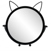 Factory directly vanity round black metal tabletop cosmetic makeup mirror with stand for sales